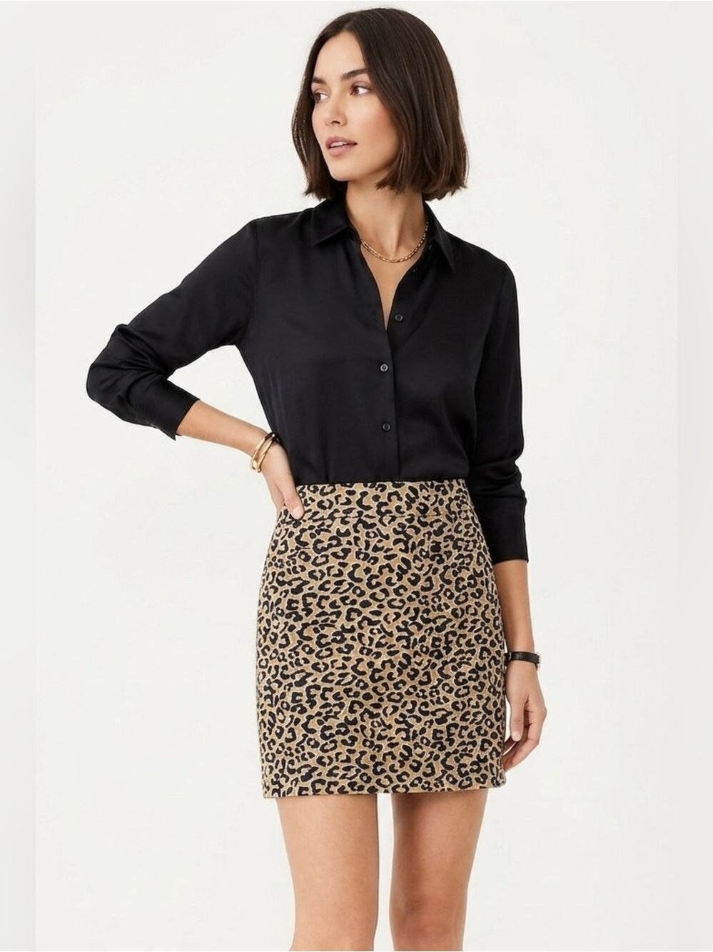 Talbots Leopard Print Mini Skirt in Tan and Black